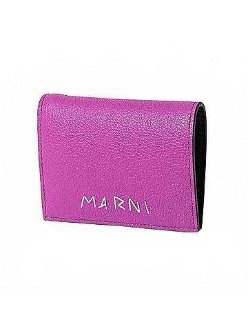 MARNI Women's Mending Leather Bi-Fold Wallet in Cassis Pink (view 1)