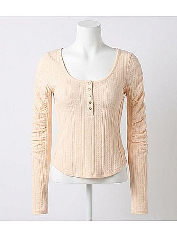 Free People Hope Henley Top in Strawberry Float (view 1)