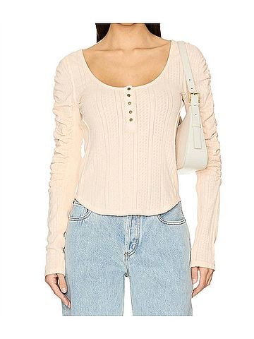 Free People Hope Henley Top in Strawberry Float (view 2)
