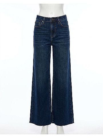 Judy Blue High Waist Petite Retro Wide Leg Jeans in Dark Blue (view 1)