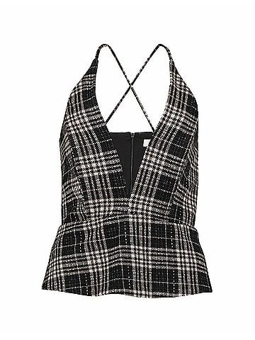 Bishop + Young Women's Ethey Peplum Top in Plaid (view 1)