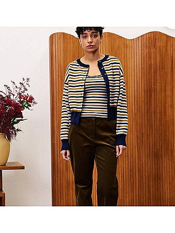 FRNCH Agapanthe Striped Tank Top in Navy Blue Stripe (view 2)