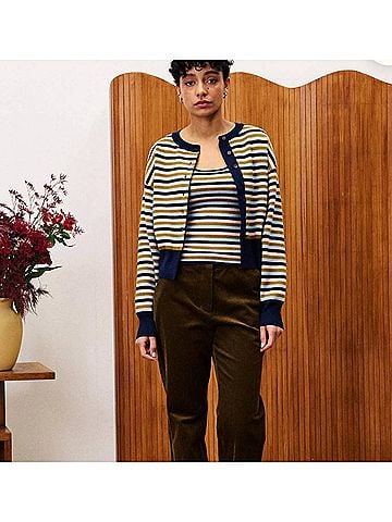 FRNCH Agapanthe Striped Tank Top in Navy Blue Stripe (view 2)