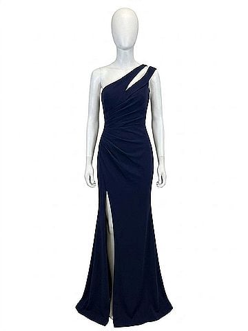 Jovani Tomato Scuba Elegant Gown in Navy (view 1)