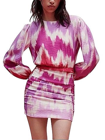 Maje Riri Ikat Print Ruched Mini Dress Casual Dress (view 1)