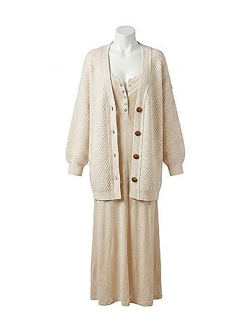 Free People Herringbone Stitch Kimono Sweater in Ivory (view 1)