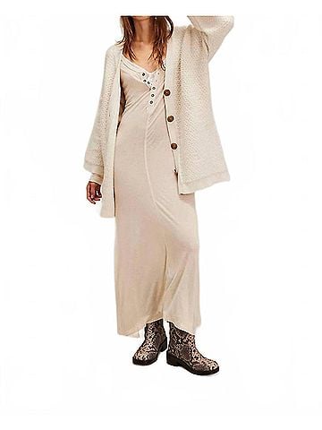 Free People Herringbone Stitch Kimono Sweater in Ivory (view 2)