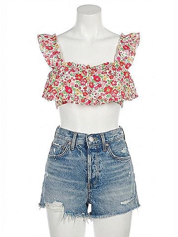 For Love & Lemons Auden Cotton-Poplin Cropped Top (view 1)