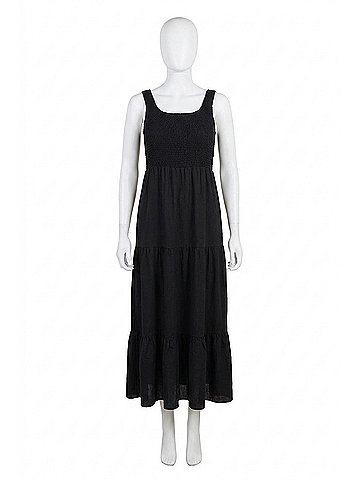 Saltwater LUXE Linen Smocked Tank Dress in Black (view 1)