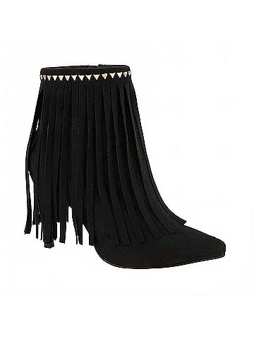 Andrea Women's Fringe Detail Boots in Black (view 1)