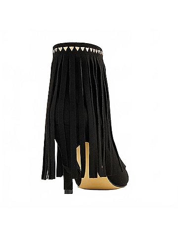 Andrea Women's Fringe Detail Boots in Black (view 2)