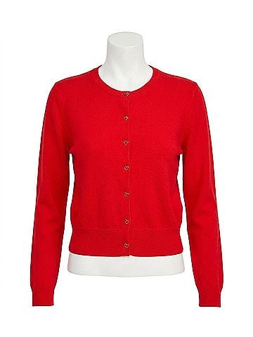 Lucy Paris Celeste Heart Button Cardigan in Red (view 1)