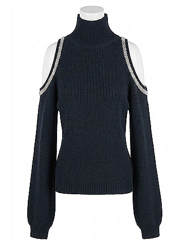 Generation Love Carmel Cold Shoulder Sweater in Black (view 1)