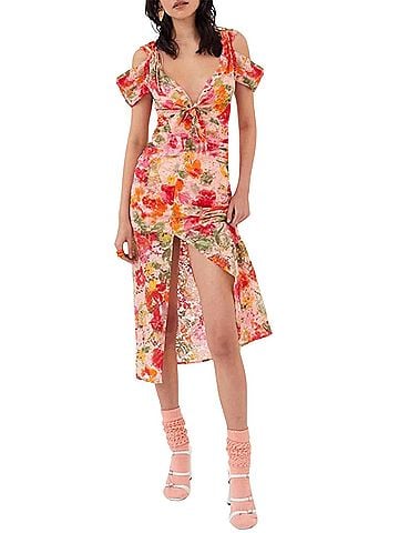 For Love & Lemons Beth Floral Corded Lace Midi Dress (view 2)