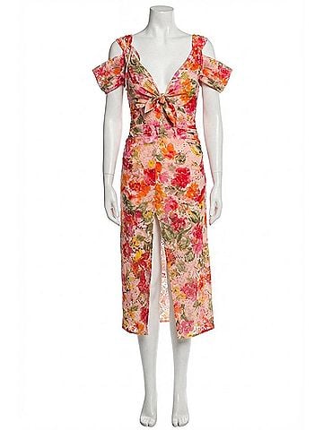 For Love & Lemons Beth Floral Corded Lace Midi Dress (view 1)