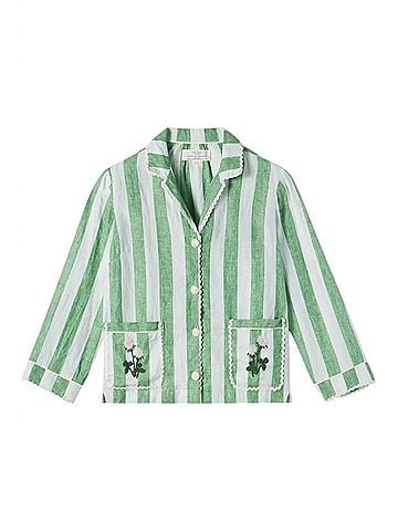 Trovata Dylan Shirt Jacket in Aloe Stripe (view 2)