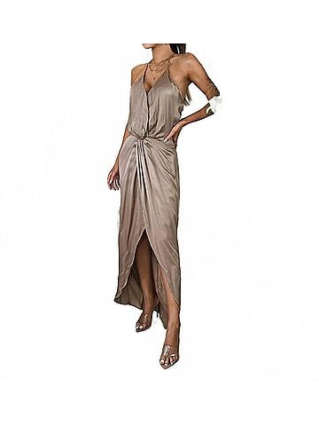 Young Fabulous & Broke Siren Slip Dress in Shitake (view 2)