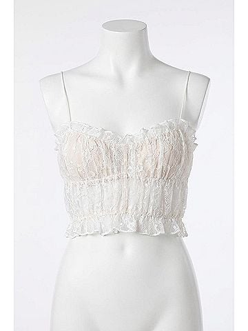 For Love & Lemons Jules Ruffled Lace Crop Top (view 1)