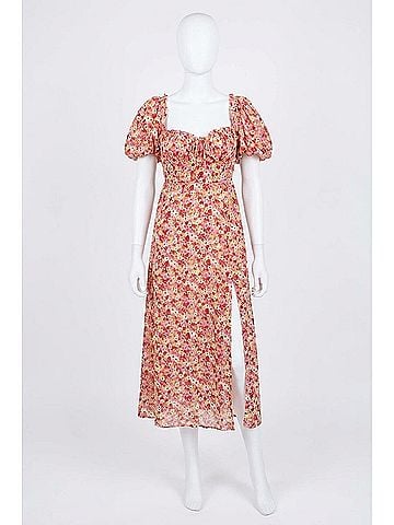 For Love & Lemons Felicia Floral-Print Tie-Back Midi Dress (view 1)