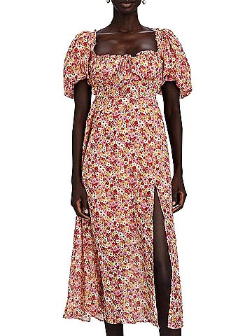 For Love & Lemons Felicia Floral-Print Tie-Back Midi Dress (view 2)