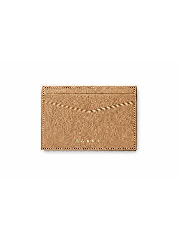 MARNI Women's Prisma Tumbled Leather Folded Wallet in Cement Gray (view 1)