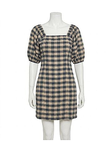 O'Neill Abbie Plaid Mini Dress in Slate (view 1)