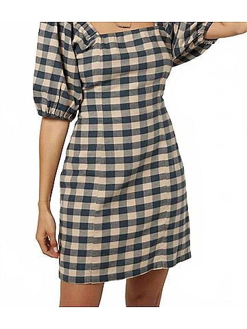 O'Neill Abbie Plaid Mini Dress in Slate (view 2)