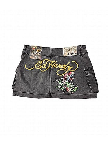 Ed Hardy Women's Koi Fish Cargo Skirt in Vintage Grey (view 2)