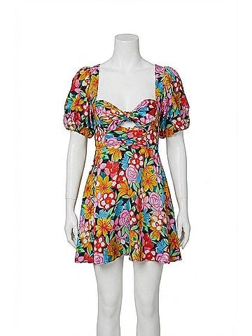 For Love & Lemons Mallory Floral-Print Cutout Satin Mini Dress (view 1)