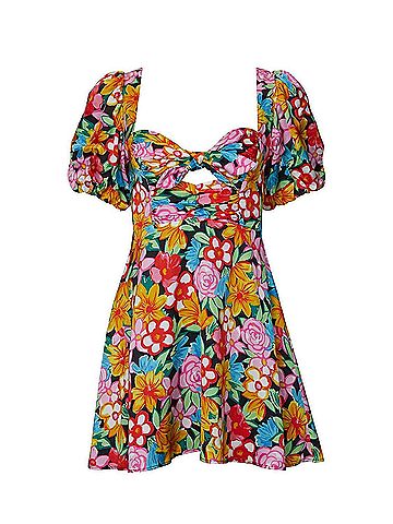 For Love & Lemons Mallory Floral-Print Cutout Satin Mini Dress (view 2)