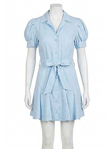 Dolce Cabo Linen Belted Mini Dress in Light Blue (view 1)