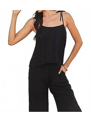 Dress Forum Open Air Tie Shoulder Boxy Cami Top in Black (view 2)