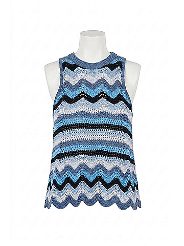 Autumn Cashmere Wavy Stitch Halter Sweater Tank in Blues Combo (view 1)