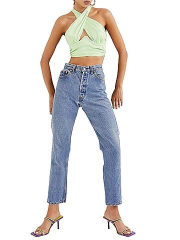 For Love & Lemons Rana Cropped Cross Front Open-Back Top (view 2)