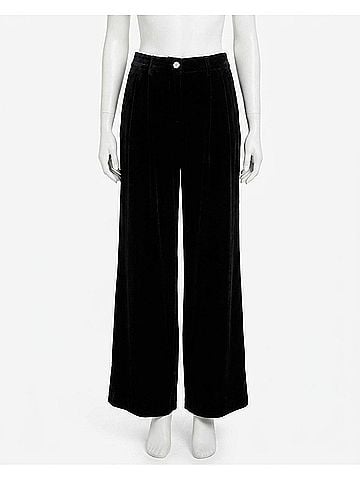 Bella Dahl Women's Velvet Pleated Wide Leg Trouser in Black (view 1)