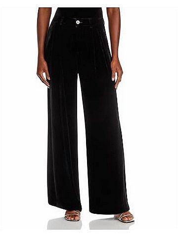 Bella Dahl Women's Velvet Pleated Wide Leg Trouser in Black (view 2)
