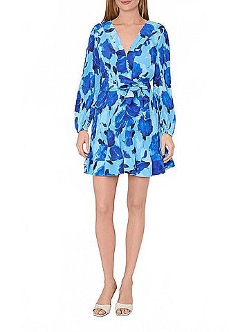 Milly Liv Blurred Blossom Mini Dress in Blue Multi (view 2)
