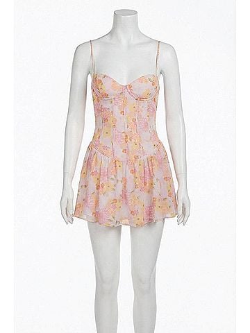 For Love & Lemons Carrie Floral-Print Corset Mini Dress (view 1)