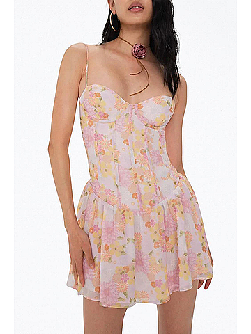 For Love & Lemons Carrie Floral-Print Corset Mini Dress (view 2)