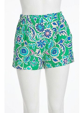 Umgee Floral Mix Pull-On Shorts in Green (view 1)