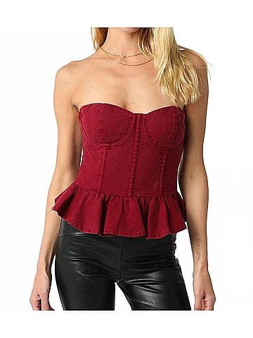Olivaceous Macie Corset Top in Maroon (view 2)