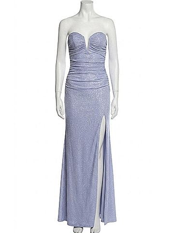 La Femme Strapless Hot Stone Dress in Light Periwinkle (view 1)