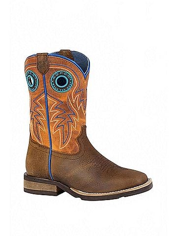 Roper Boys Youth Steer Hide Geo Sole Cowboy Boot (view 1)
