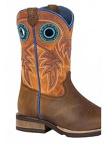 Roper Boys Youth Steer Hide Geo Sole Cowboy Boot (view 2)