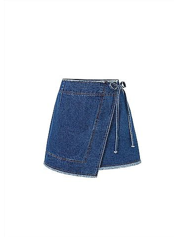 FRNCH Nise Denim Wrap Mini Skirt (view 1)