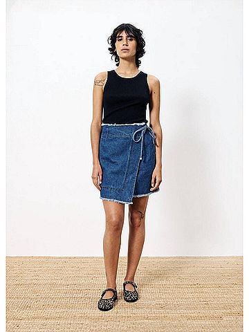 FRNCH Nise Denim Wrap Mini Skirt (view 2)