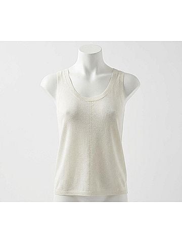 Bella Dahl Sleeveless Scoop Neck Knit Tank in Off White (view 1)
