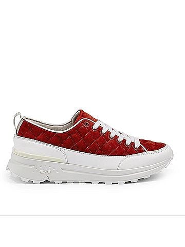 BUSSOLA Women's Brianna Round Toe Sneakers in Brick Red (view 1)