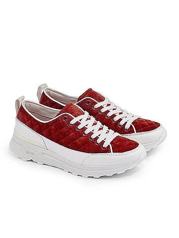 BUSSOLA Women's Brianna Round Toe Sneakers in Brick Red (view 2)