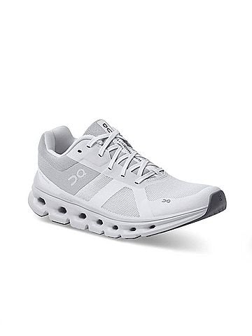On Women's Cloudrunner Running Shoes in Whitefrost (view 2)